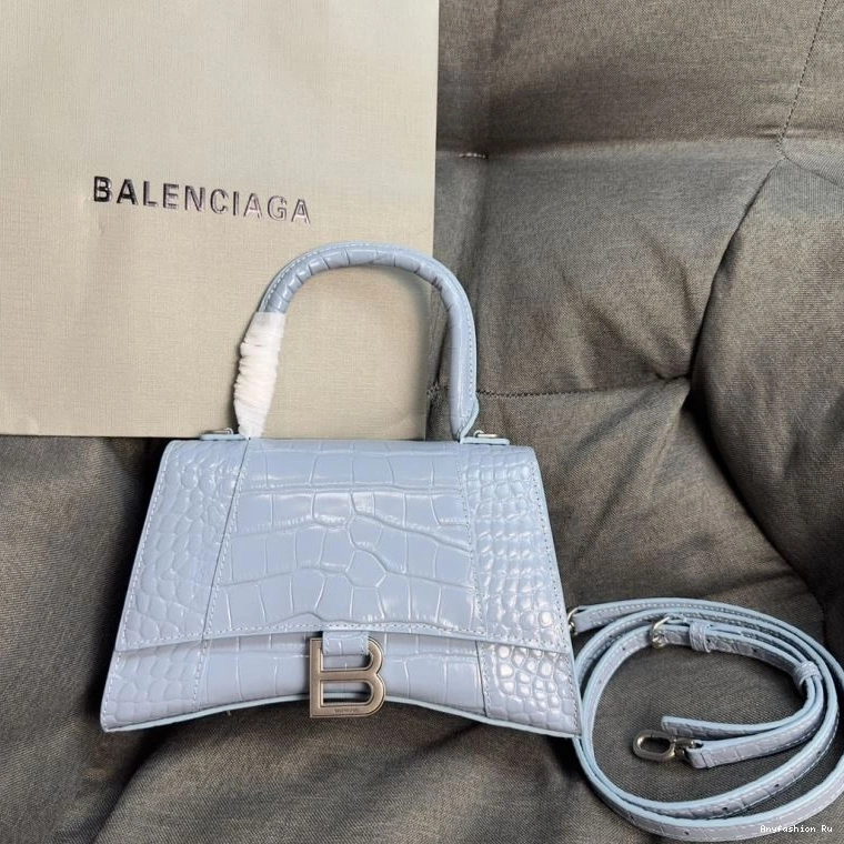 Silver MoistureWicking 70048 Crocodile with Blue Balenciaga Fog Hourglass Bag Buckle 0803